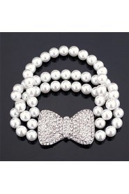 High Quality Synthetic European Pearl Beads Luxury Women's Bangle Bracelet Austrian Rhinestone Jewelry Gift for Women