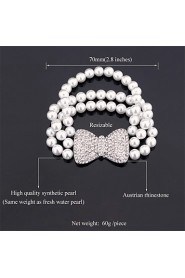 High Quality Synthetic European Pearl Beads Luxury Women's Bangle Bracelet Austrian Rhinestone Jewelry Gift for Women