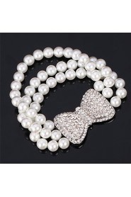 High Quality Synthetic European Pearl Beads Luxury Women's Bangle Bracelet Austrian Rhinestone Jewelry Gift for Women