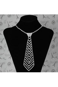 Luxury Style Metal Tie Shape Setting Diamond Necklace(Silver)(1Pc)