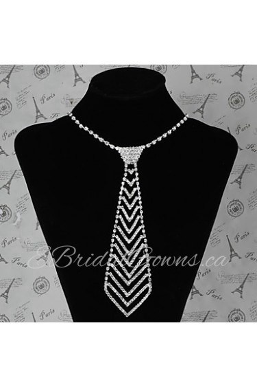 Luxury Style Metal Tie Shape Setting Diamond Necklace(Silver)(1Pc)