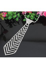 Luxury Style Metal Tie Shape Setting Diamond Necklace(Silver)(1Pc)