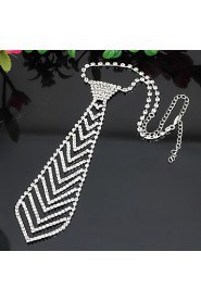 Luxury Style Metal Tie Shape Setting Diamond Necklace(Silver)(1Pc)