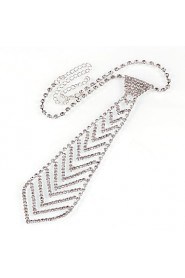 Luxury Style Metal Tie Shape Setting Diamond Necklace(Silver)(1Pc)