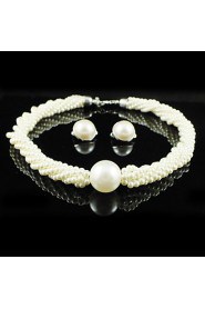 Gorgeous Alloy With Imitation Pearl Wedding Bridal Jewelry Set Including Necklace And Earrings