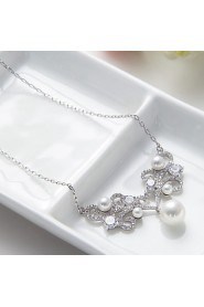 Fashion Style White Cubic Zirconia 925 Sterling Silver Necklace