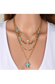 Lucky 8 word turquoise jewelry cross layer