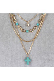 Lucky 8 word turquoise jewelry cross layer