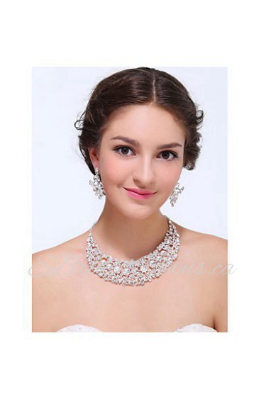 Women's Silver Alloy Rhinestone Cubic Zirconia Jewelry Set