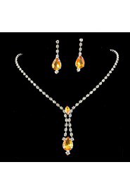 Wedding Bridal Bridesmaid Crystal Necklace Earrings Jewelry Set