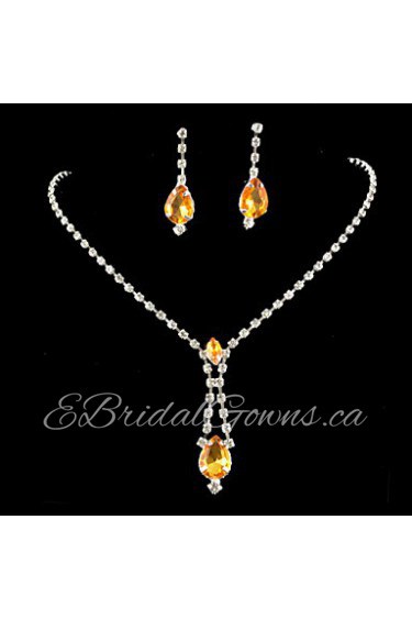 Wedding Bridal Bridesmaid Crystal Necklace Earrings Jewelry Set