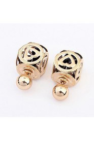 Women's Korean Fashion Boutique Lantern Stud Earrings With Rhinestone