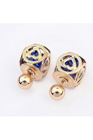 Women's Korean Fashion Boutique Lantern Stud Earrings With Rhinestone