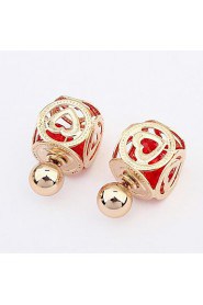 Women's Korean Fashion Boutique Lantern Stud Earrings With Rhinestone