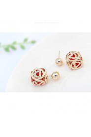 Women's Korean Fashion Boutique Lantern Stud Earrings With Rhinestone