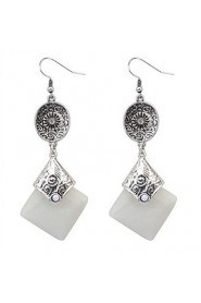 Fashion Mix Colors Square Shaped Drop Earrings Silver Ear Hook Women Antique Accessories