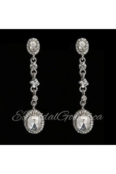 Vintage Women's Earrings Crystal Diamond Silver Earring For Wedding Bridal