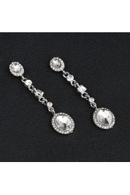 Vintage Women's Earrings Crystal Diamond Silver Earring For Wedding Bridal