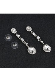 Vintage Women's Earrings Crystal Diamond Silver Earring For Wedding Bridal