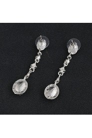 Vintage Women's Earrings Crystal Diamond Silver Earring For Wedding Bridal