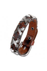 Classic Style X Shape Genuine Leather Bracelet(Brown,Black)(1Pc)