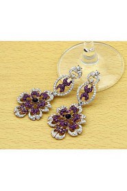 Lady's Purple Crystal Zircon Chandelier Drop Earrings for Wedding Party Jewelry