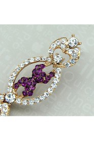 Lady's Purple Crystal Zircon Chandelier Drop Earrings for Wedding Party Jewelry