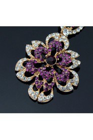 Lady's Purple Crystal Zircon Chandelier Drop Earrings for Wedding Party Jewelry