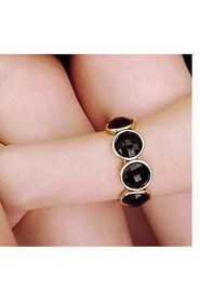 The Luxurious And Elegant Single- Layer Acrylic Pearl Round Black Stones Inlaid Gold Edge Bangle