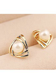 Korean Fashion Triangular Gold Earrings