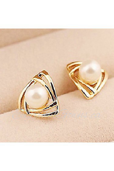 Korean Fashion Triangular Gold Earrings