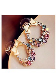 European Bowknot Multicolor Alloy With Rhinestone Stud Earrings