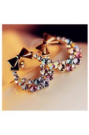 European Bowknot Multicolor Alloy With Rhinestone Stud Earrings