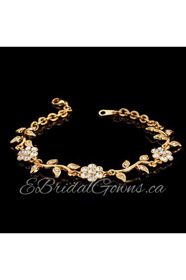 Cute Women's Trendy Fashion Jewelry 18K Real Gold Platinum Plated Bracelet Bangle Rhinestone Crystal for Women