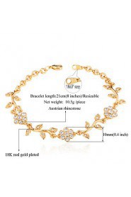 Cute Women's Trendy Fashion Jewelry 18K Real Gold Platinum Plated Bracelet Bangle Rhinestone Crystal for Women