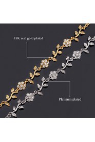 Cute Women's Trendy Fashion Jewelry 18K Real Gold Platinum Plated Bracelet Bangle Rhinestone Crystal for Women