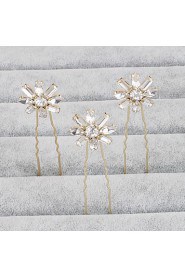 Women's Crystal Headpiece-Wedding / Special Occasion / Casual / Office & Career / Outdoor Hair Pin 6 Pieces Clear Round