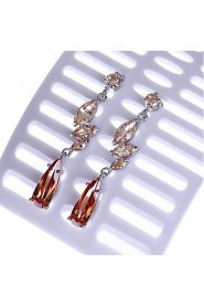 Brass With Cubic Zirconia Drop Earrings