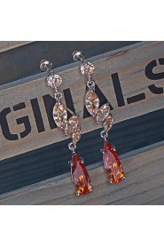 Brass With Cubic Zirconia Drop Earrings