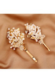 Women's Pearl / Rhinestone / Alloy Headpiece-Wedding / Special Occasion Hair Clip 1 Piece White Round