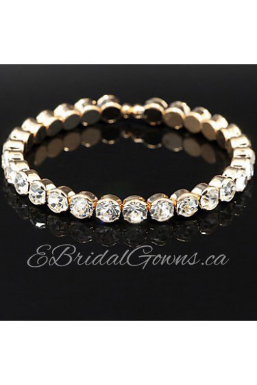 18K Golden Crystal Rhinestone Bangle Bracelet for Women Party