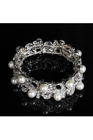 Women's Chain / Strand / Round Bangles Bracelet Imitation Pearl / Alloy Imitation Pearl / Rhinestone