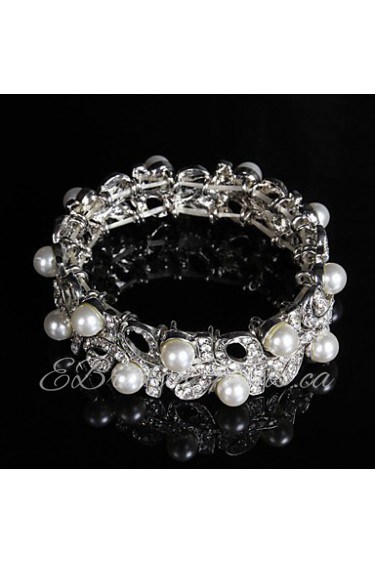 Women's Chain / Strand / Round Bangles Bracelet Imitation Pearl / Alloy Imitation Pearl / Rhinestone