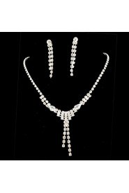 Wedding Bridal Bridesmaid Crystal Necklace Earrings Jewelry Set