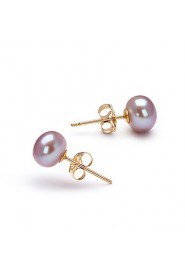 14k Gold Lavender 6.5-7mm AFreshwater Pearl Earring