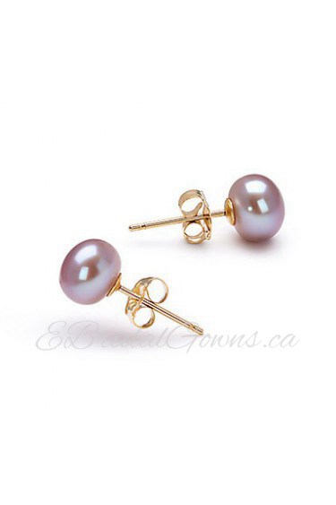 14k Gold Lavender 6.5-7mm AFreshwater Pearl Earring