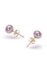 14k Gold Lavender 6.5-7mm AFreshwater Pearl Earring