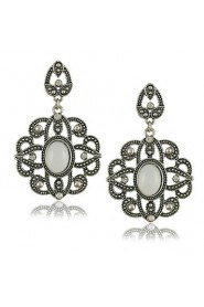 Ethnic Style White stone earrings Flower Design Vintage Jewelry