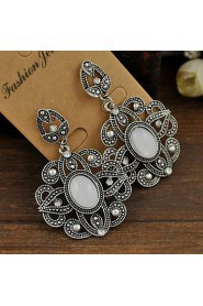 Ethnic Style White stone earrings Flower Design Vintage Jewelry