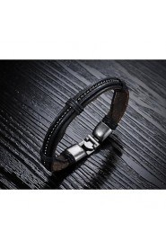 Fashion Men's Black Alloy Leather Bracelet(1 Pc)